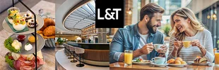 Paar frühstückt, Bar von L & T, Frühstücksteller