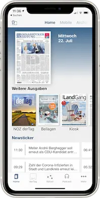 NOZ Premium-App, Ansicht 1